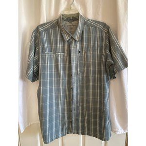 Eddie Bauer Travex Mens TXL Short Sleeve Button Up Shirt Blue/White Plaid